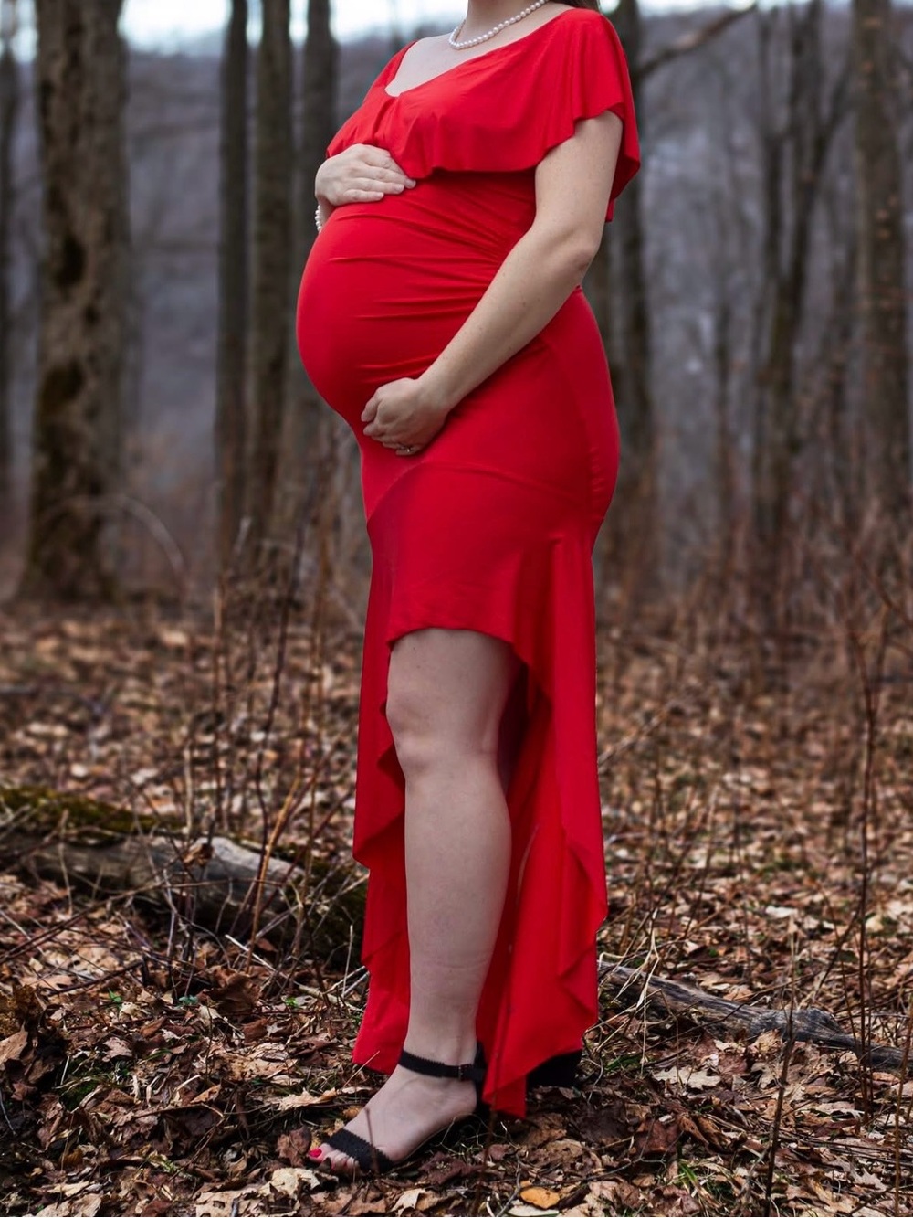 Women’s Red Maternity High-Low Dress